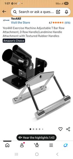 2 pcs set  Exercise Machine Adjustable T Bar Row Attachment, D Row Handle  with Textured Rubber Handles