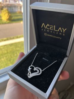 AceLay Jewlers Love Heart Moissanite Neclace