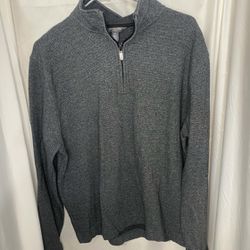 Van Heusen Flex Fleece Mock Neck Long Sleeve Quarter-Zip Pullover LG Gray