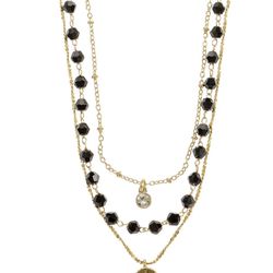 Women's Goldtone Layered Necklace Set, 3 Pieces, Black