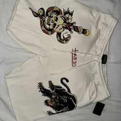 Ed Hardy Ivory Graphic Shorts