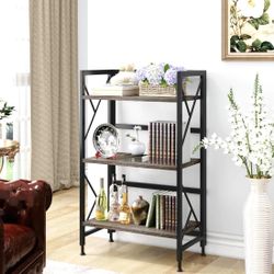 3 Tier Industrial Iron Design Modern Bookcase, Perfect Condition, Assembled Sturdy, each shelf holds up to 30 lbs.  