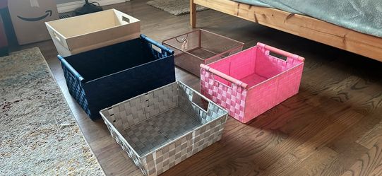 Assorted storage baskets