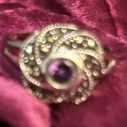 Flower Ring Purple Stone