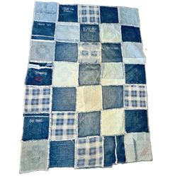 Vintage denim patchwork quilt throw blanket