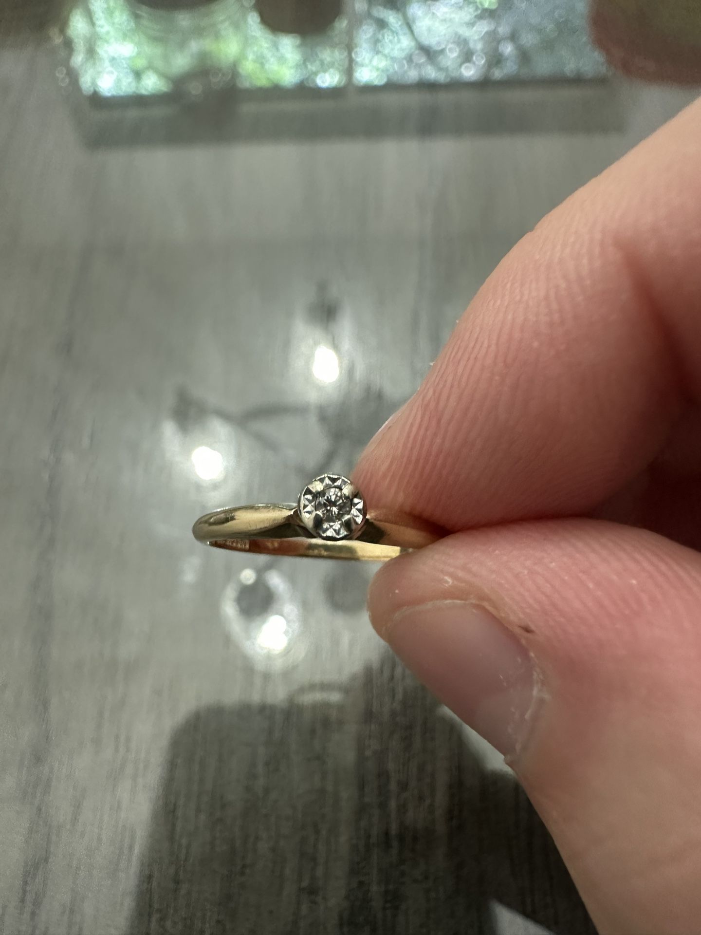 Solid 14k Two-Tone Gold Natural Diamond Ring Size 6.5