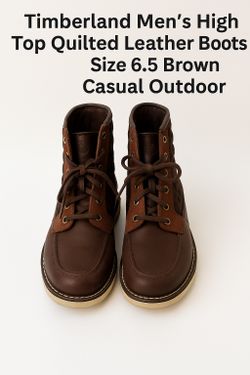 Timberland Men’s High Top Quilted Leather Boots Size 7 Brown Casual Outdoor
