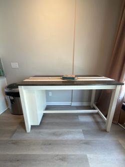 Antique White Pub Table, Farmhouse