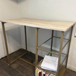 Marble Table With Glass Shelves And Two Stools 