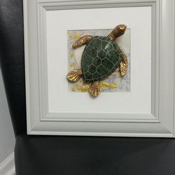 Beautiful Wall Art with Minature Faux Turtle
