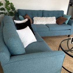 Sofa & Love Seat  Light Blue Set