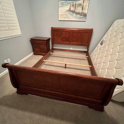 Queen Sleigh Bedframe And Nightstand 