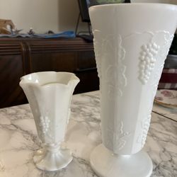 Milk Glass Vases  (2)