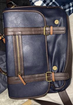 blue and brown aldo laptop case