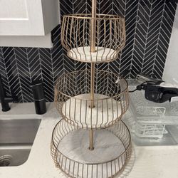 Crate And Barrel Cora Copper And Marble 3 Tier Basket