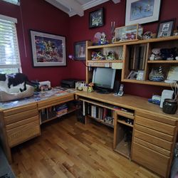 Solid Oak L-shaped Desk