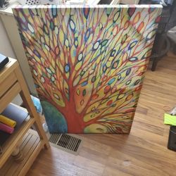 Large Colorful Tree On Canvas