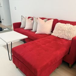 Red Sectional With Coffee Table