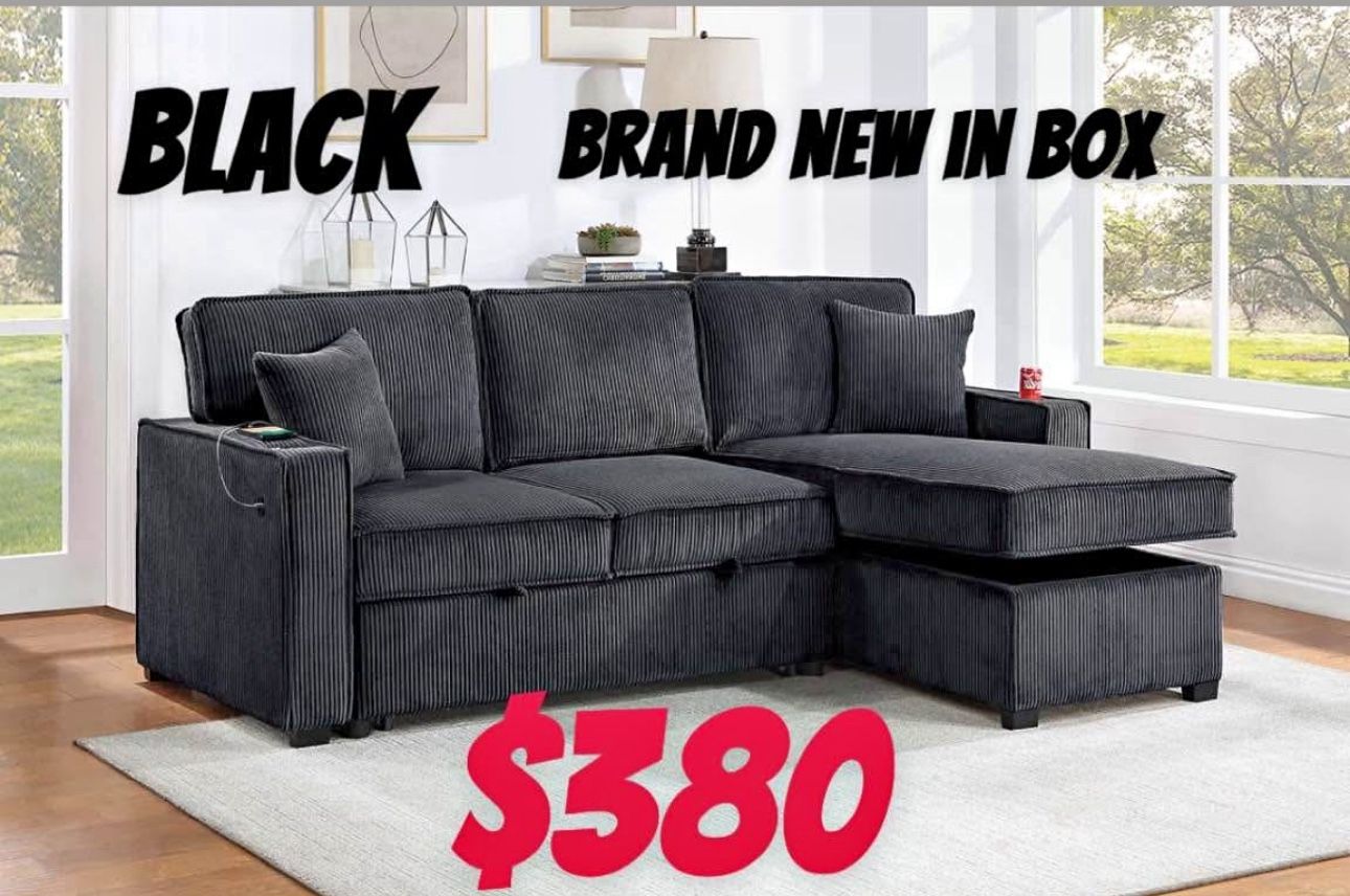 Corduroy Sofa Bed / Gray, Ivory, Black And Brown