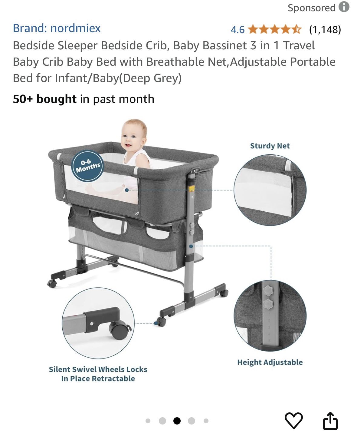 Bassinet Nordmiex Bedside Sleeper