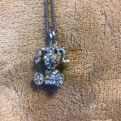 Claire’s Rhinestone Dog Pendant And Necklace 