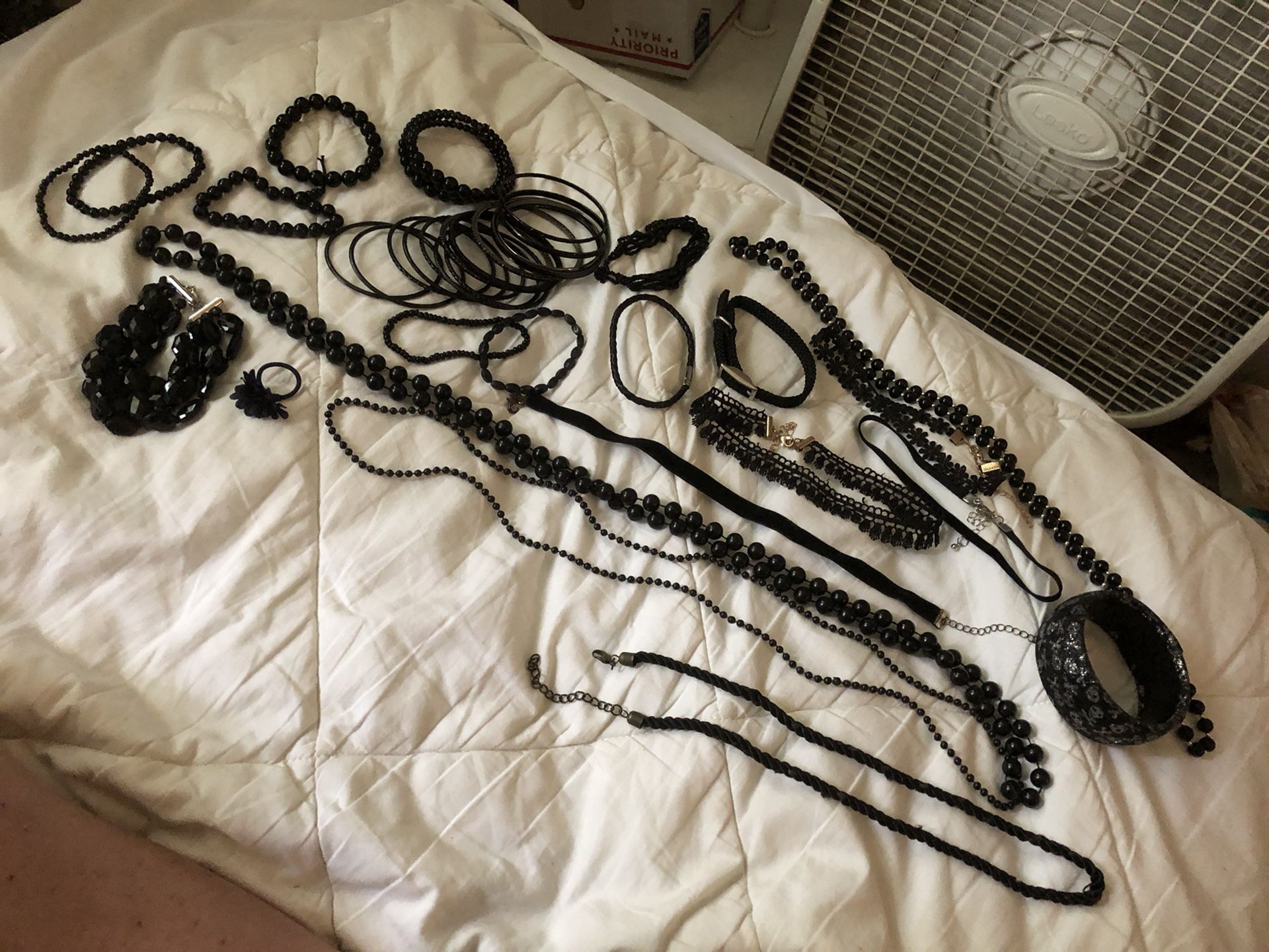 Black costume jewelry lot...Halloween? , Goth?