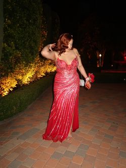 Red blinged out prom dress