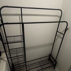 Double Rods Clothes Rack Clothing Rack with 4 Tier Storage Shelves Clothes Rack for Hanging Clothes Multifunctional Heavy Duty Clothes Organizer with 