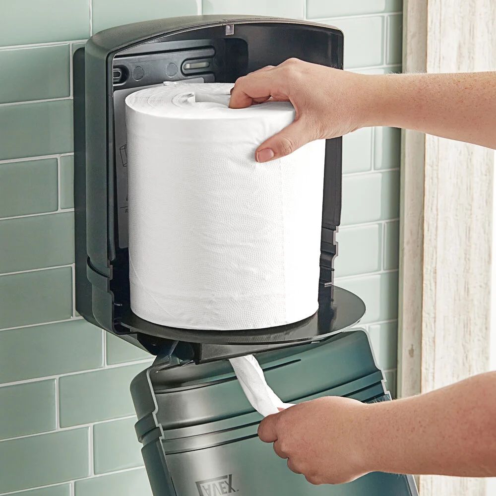 3 cases Lavex 2-Ply White Center Pull Economy Paper Towel Roll, 500 Sheets / Roll - 6/Case