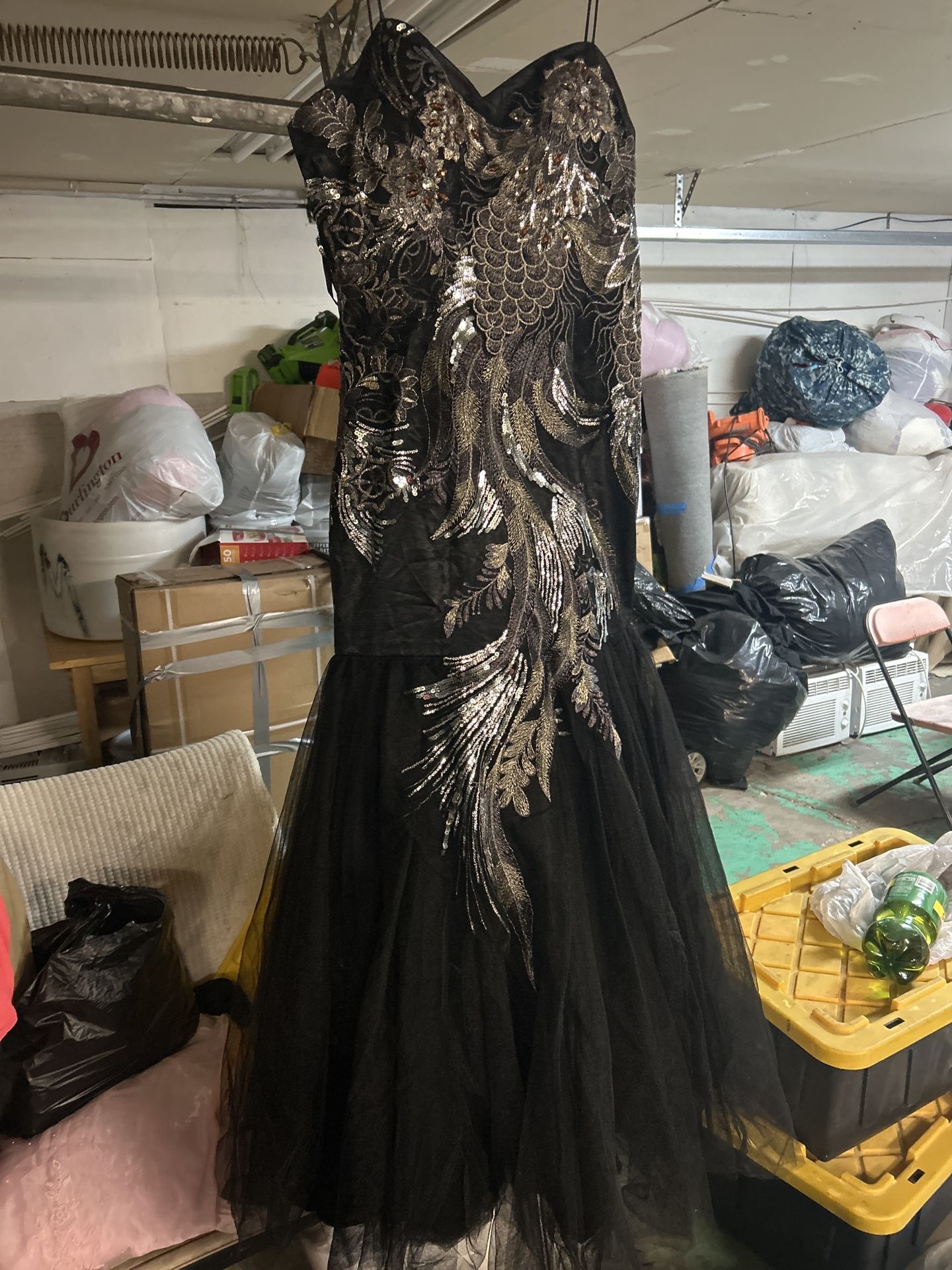 Black and Silver Sequin Mermaid Prom Dress
