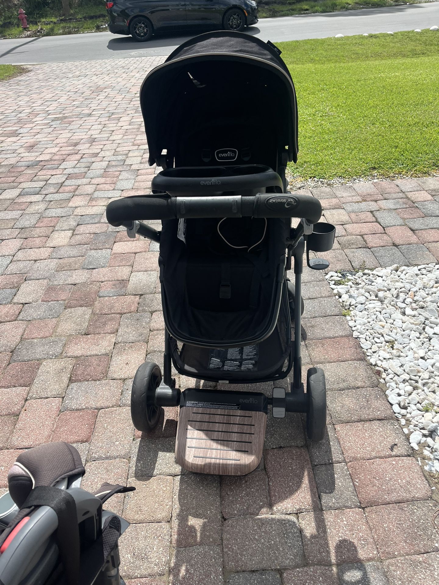 Evenflow Double stroller W/ 2 Bassinets, Stroller Rider And Attachments