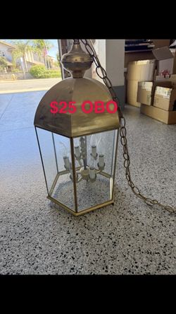 Brass Lantern Pendant Chandelier with Chain