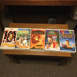 Five Walt Disney VHS Home Video Movies, Including 101 Dalmations