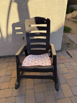 Brown Plastic Rocking Chair with Cushion