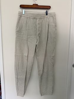 Zara Men’s Linen Pants White Relaxed Fit Size LARGE Drawstring Waist C cometvain