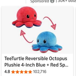 Set of 2 Reversible Octopus Plushies