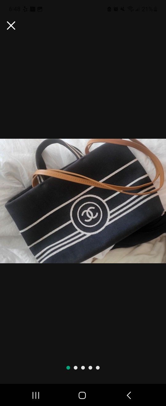 Authentic Chanel Shopper Bag Beach Bag