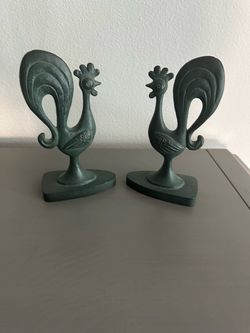 Cast Iron Rooster Bookends Set of 2