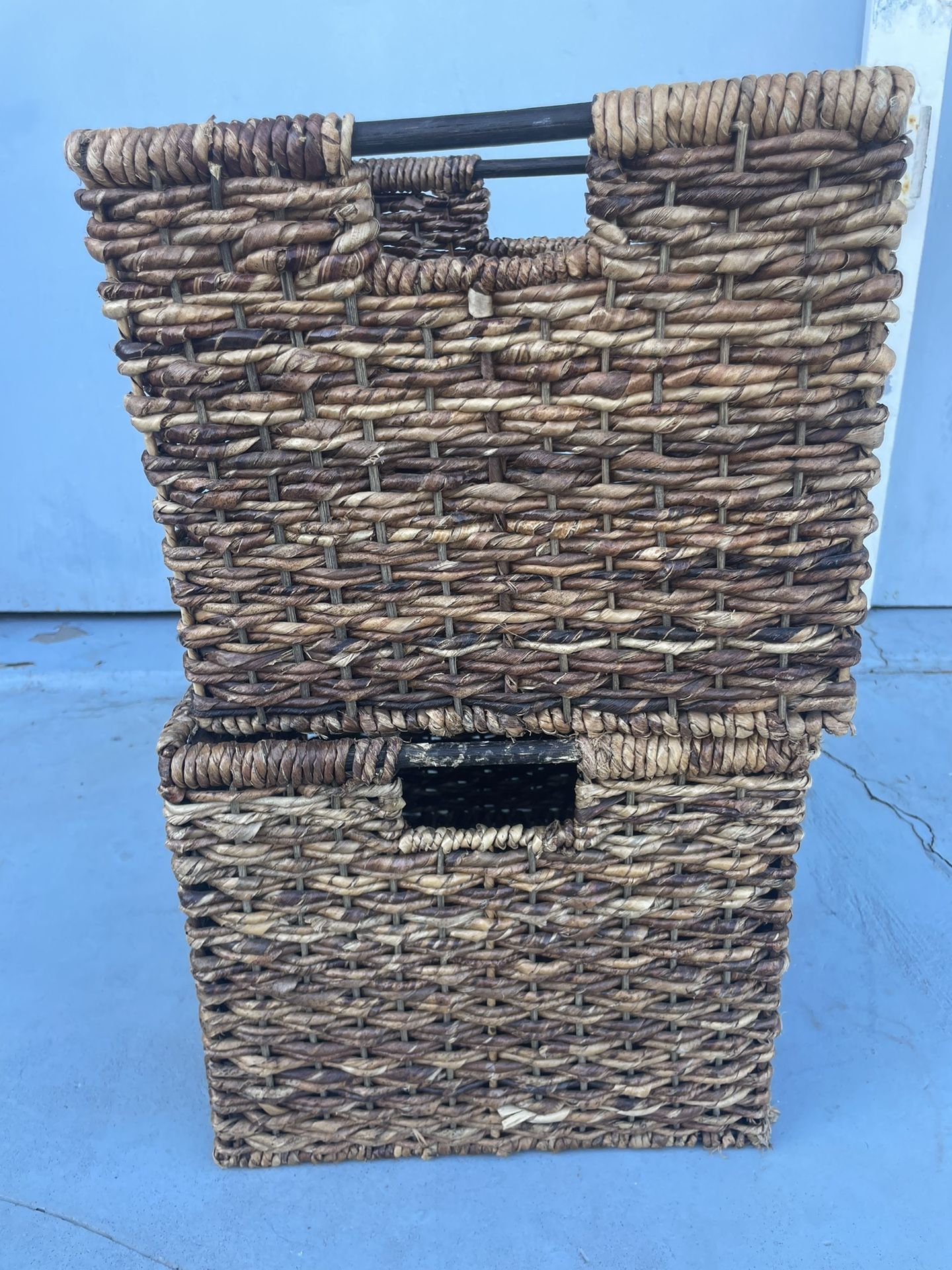 2 Wicker Storage Bins