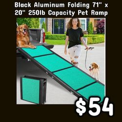 NEW Black Aluminum Folding 71" x 20" 250lb Capacity Pet Ramp: Njft 