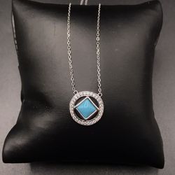 925 Sterling Silver Natural Larimar Necklace Size 18” Adjustable 