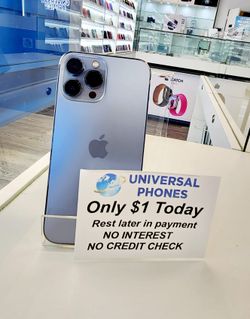 Apple IPhone 13 Pro Max 128gb  Unlocked, FREE Smartwach/ Headphones. Pay $1 Today Rest in payments. NO CREDIT NEEDED FINANCING