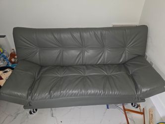 Twin 73" Faux Leather Convertible sofa