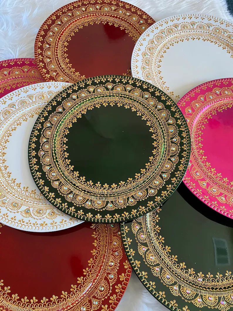 Henna /paan / snacks charger plates for wedding or parties