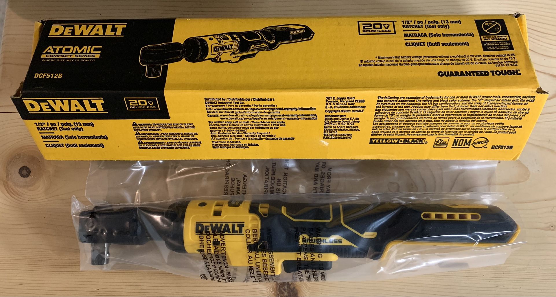 DEWALT ATOMIC™ 20V MAX* Brushless 1/2 in. Ratchet (Tool Only) (DCF512B)