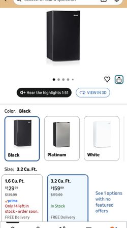 Mini fridge 3.2 cu