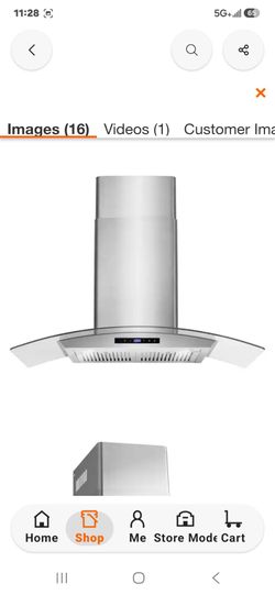 Cosmo
36 in. Vista Collection 380 CFM Ducted Wall Mount Range Hood, Touch Controls, LED Lights, Stainless Steel