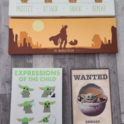 Baby yoda wall frame decor