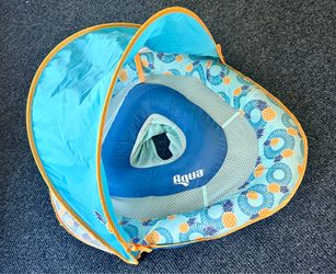 Aqua Leisure Adjustable Baby Seat Float - in Blue & Yellow Pineapple' •