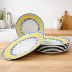 Villeroy & Boch Casa Azul Limon Dinner Plates Set (8) Country Collection Germany